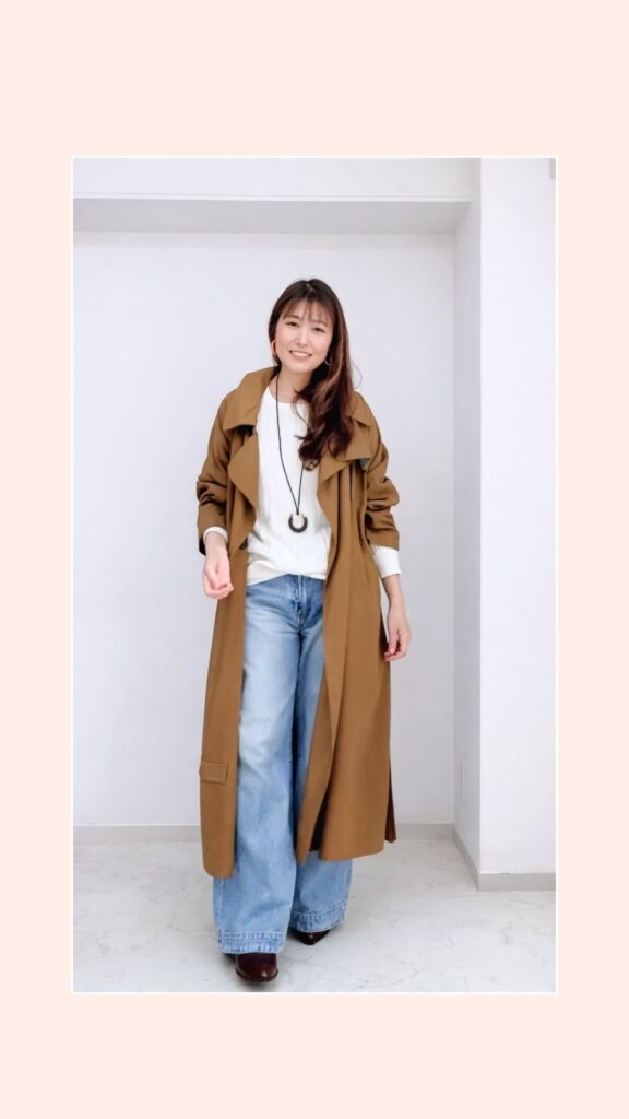 骨格タイプナチュラルの着こなし写真　骨感やフレーム感を活かしてラフに着こなせる