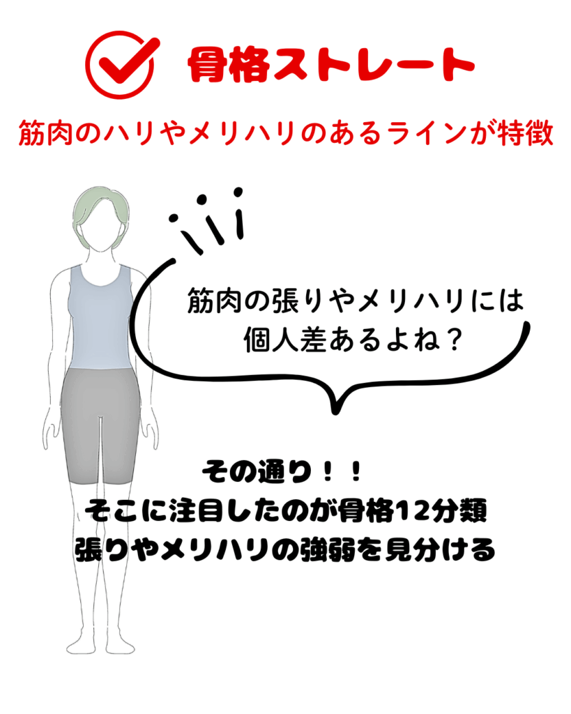 骨格ストレートタイプの特徴を説明している図